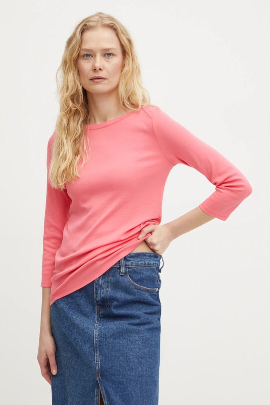 Бавовняний лонгслів United Colors of Benetton рожевий 3GA2E16A1