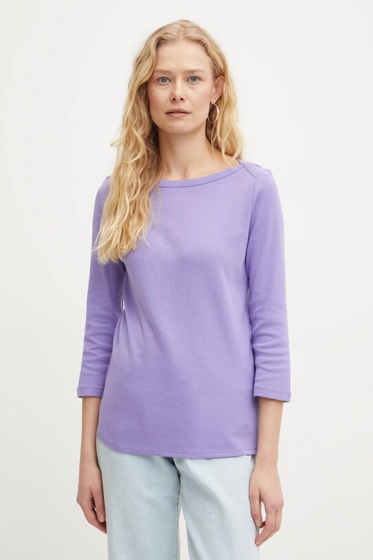 United Colors of Benetton longsleeve din bumbac uni violet 3GA2E16A1