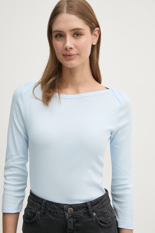 Памучна блуза с дълги ръкави United Colors of Benetton син 3GA2E16A1