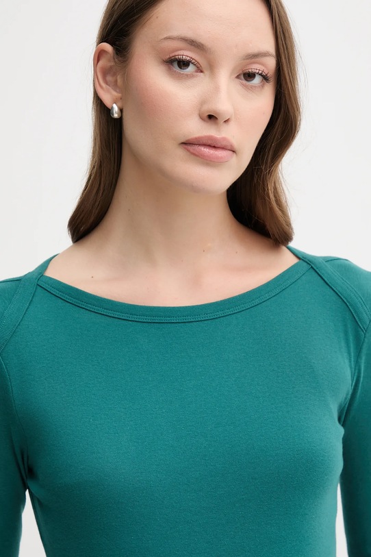 Памучна блуза с дълги ръкави United Colors of Benetton тюркоазен 3GA2E16A1