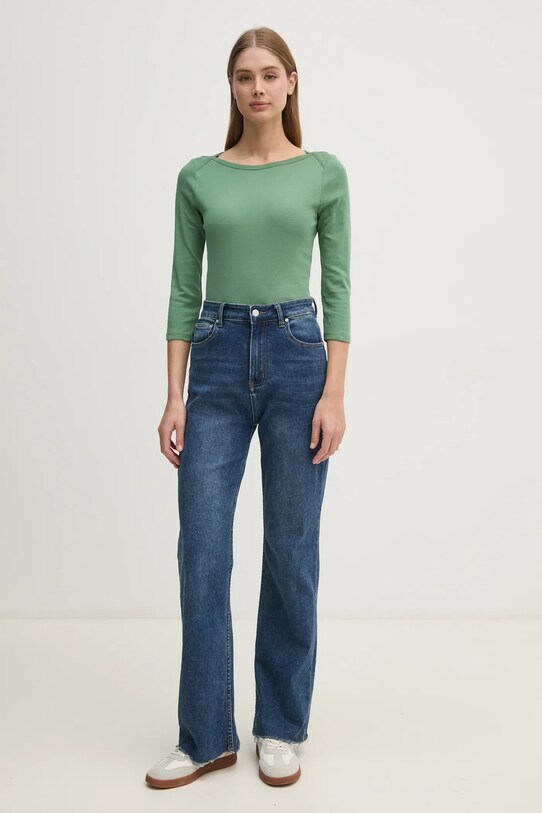 United Colors of Benetton longsleeve din bumbac 3GA2E16A1 verde AA00