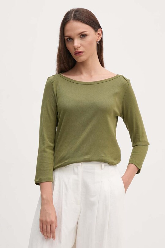 United Colors of Benetton top a maniche lunghe in cotone semplice verde 3GA2E16A1