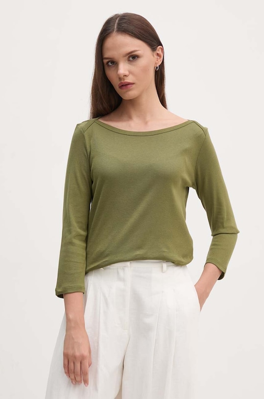 United Colors of Benetton longsleeve din bumbac uni verde 3GA2E16A1