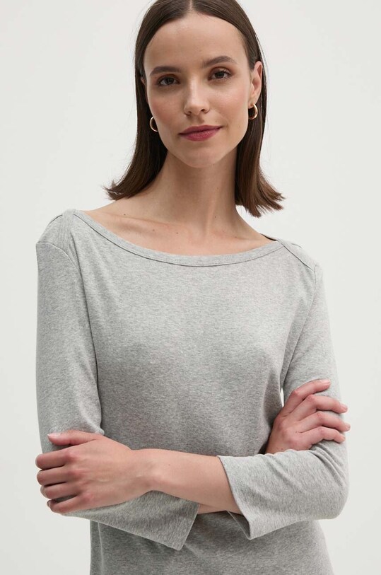 Ρούχα Βαμβακερή μπλούζα με μακριά μανίκια United Colors of Benetton 3GA2E16A1 γκρί