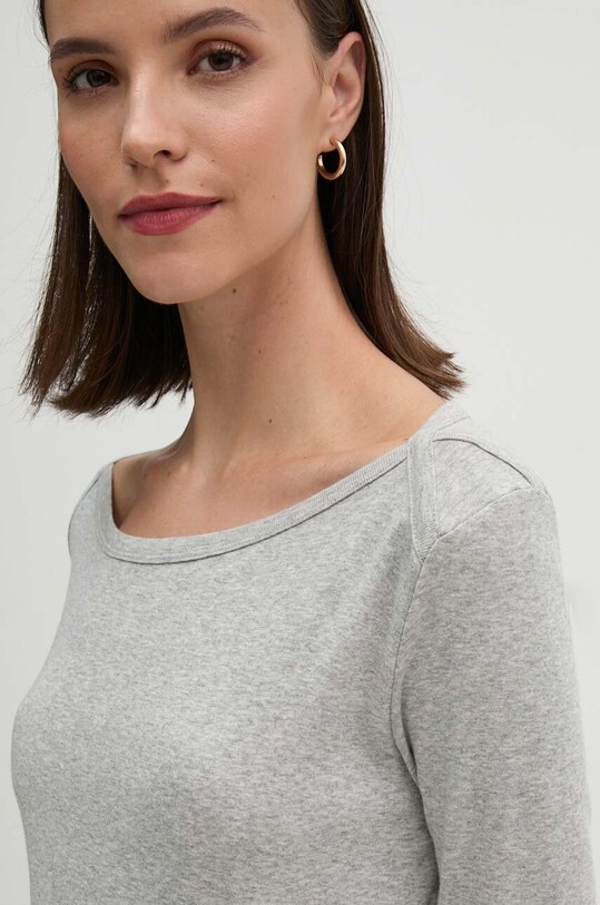 Βαμβακερή μπλούζα με μακριά μανίκια United Colors of Benetton γκρί 3GA2E16A1