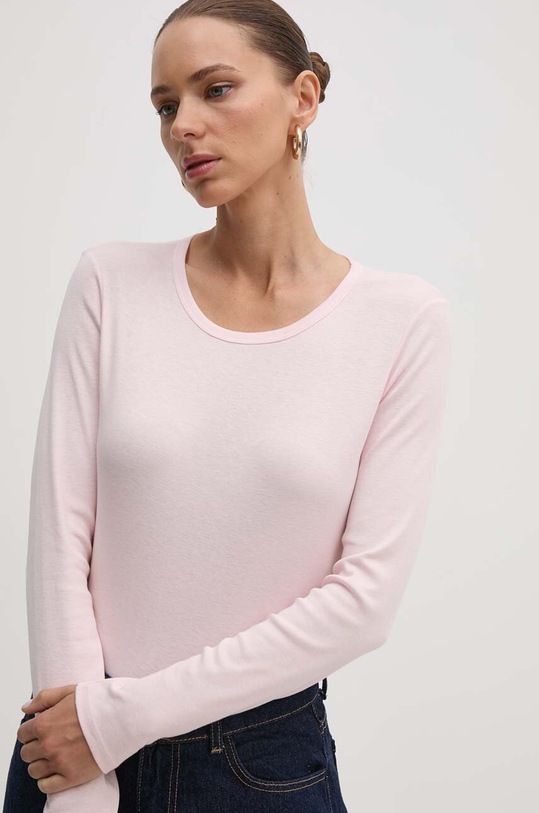 United Colors of Benetton longsleeve bawełniany bawełna różowy 3GA2E16F9