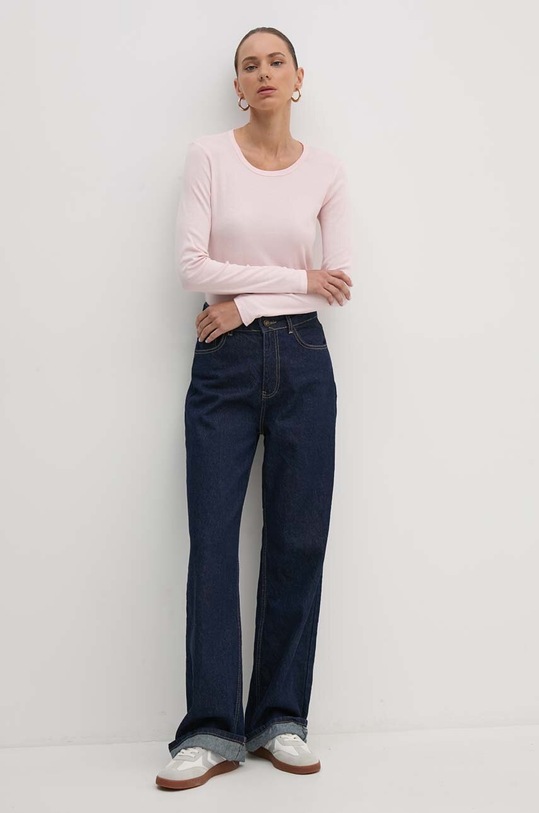 United Colors of Benetton longsleeve bawełniany 3GA2E16F9 różowy SS25