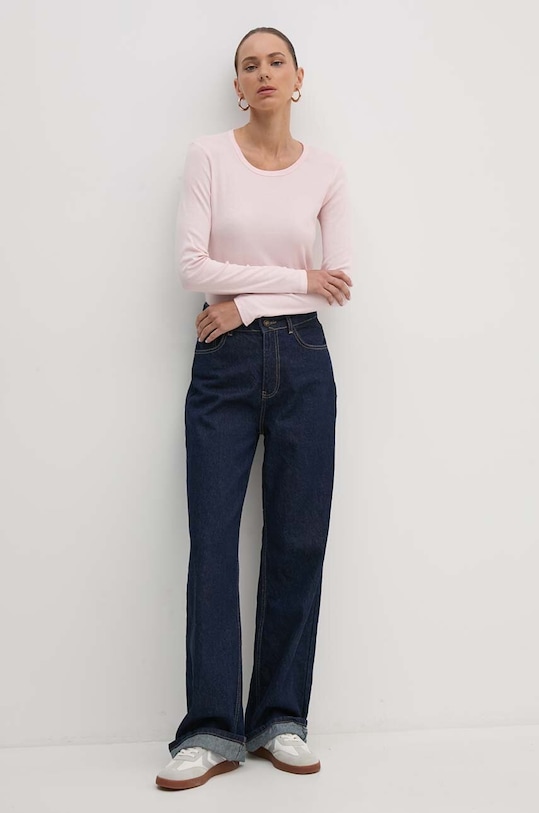 United Colors of Benetton longsleeve bawełniany 3GA2E16F9 różowy AW25