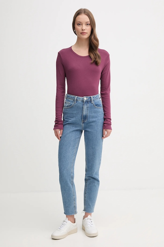 United Colors of Benetton longsleeve din bumbac 3GA2E16F9 violet AW25