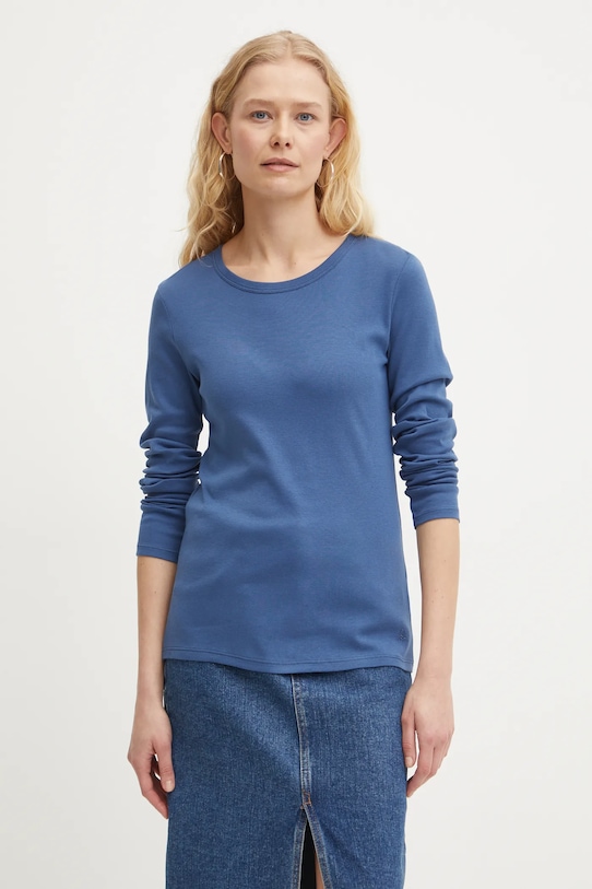 United Colors of Benetton longsleeve din bumbac uni bleumarin 3GA2E16F9