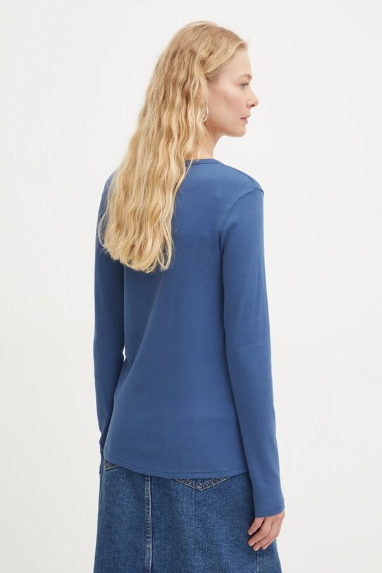 Одежда Хлопковый лонгслив United Colors of Benetton 3GA2E16F9 тёмно-синий