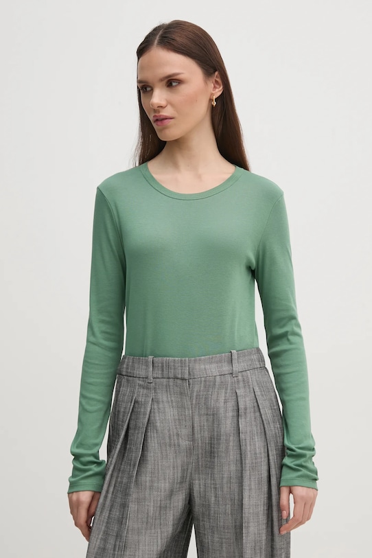 Бавовняний лонгслів United Colors of Benetton бавовна зелений 3GA2E16F9