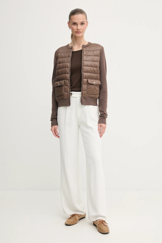 United Colors of Benetton longsleeve din bumbac 3GA2E16F9 maro AW25