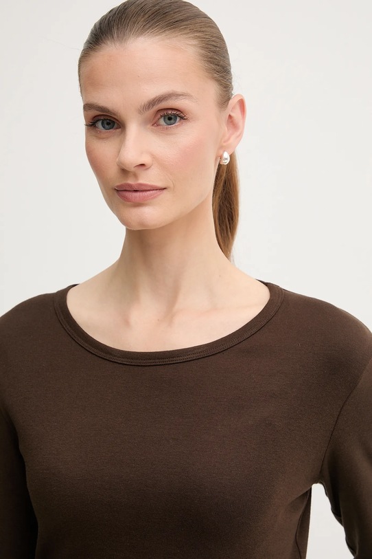 United Colors of Benetton longsleeve bawełniany brązowy 3GA2E16F9