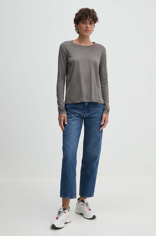 Sisley longsleeve 3QU4L102Y szary SS25