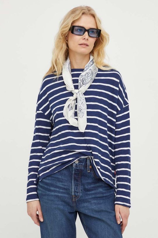 Levi's longsleeve bawełniany wzorzyste granatowy A7248