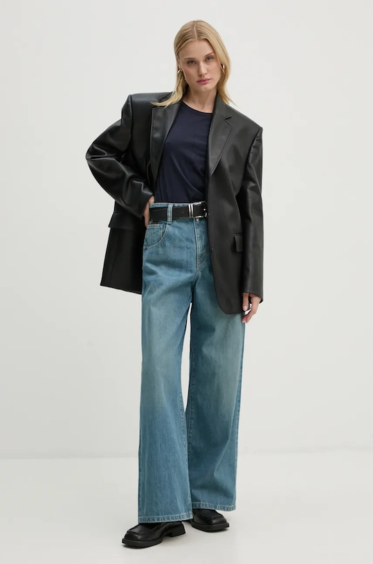 Bavlnené tričko s dlhým rukávom G-Star D24514.4107 tmavomodrá AW24