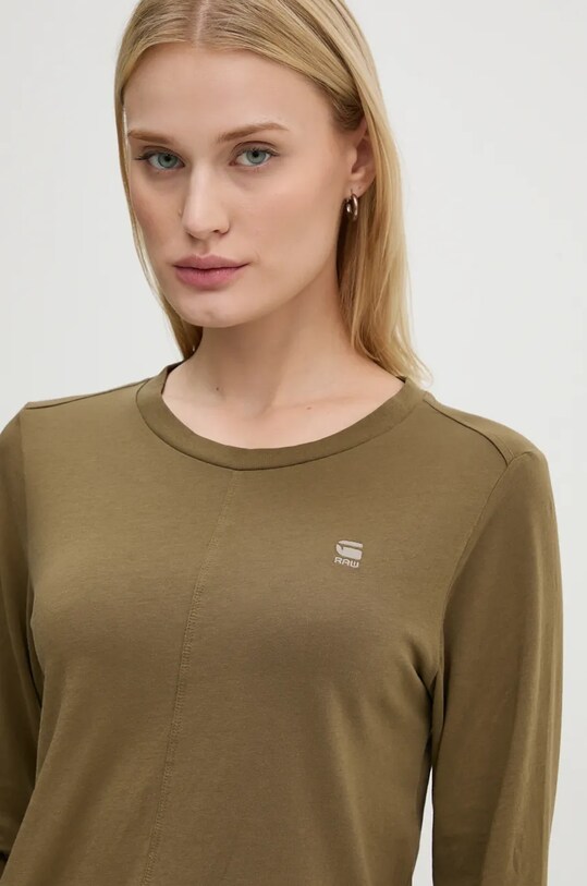 Хлопковый лонгслив G-Star зелёный D24514.4107
