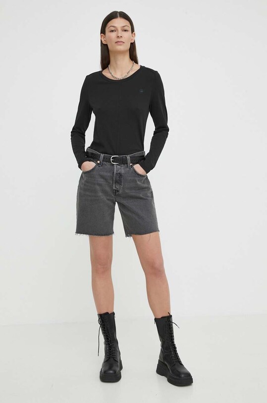 G-Star Raw longsleeve din bumbac D24514.4107 negru AW24