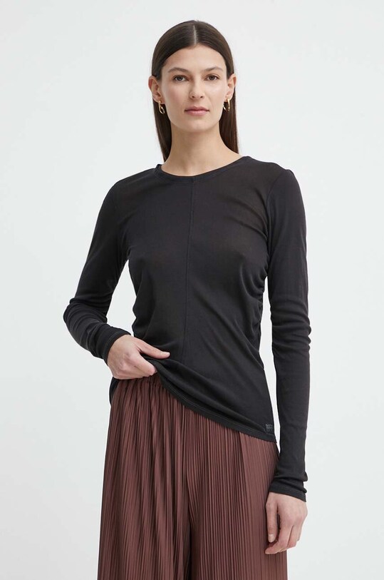 G-Star longsleeve din bumbac uni negru D24516.D528