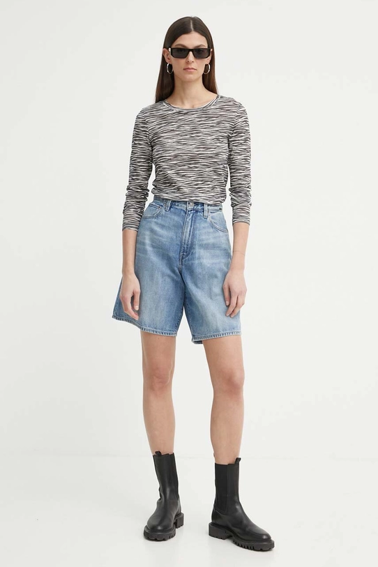 Bavlnené tričko s dlhým rukávom G-Star Raw D24523.C565 sivá SS24