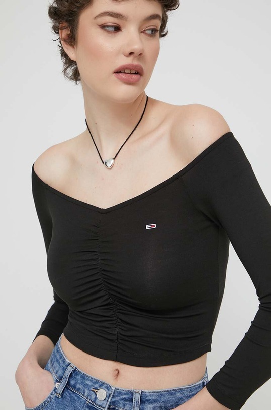 Tommy Jeans felső háromnegyedes fekete DW0DW17892