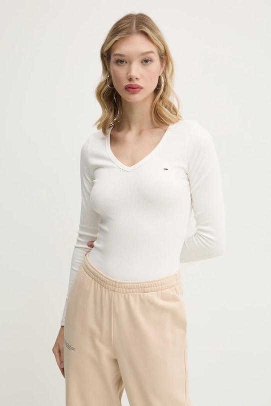Tommy Jeans longsleeve bej DW0DW17990