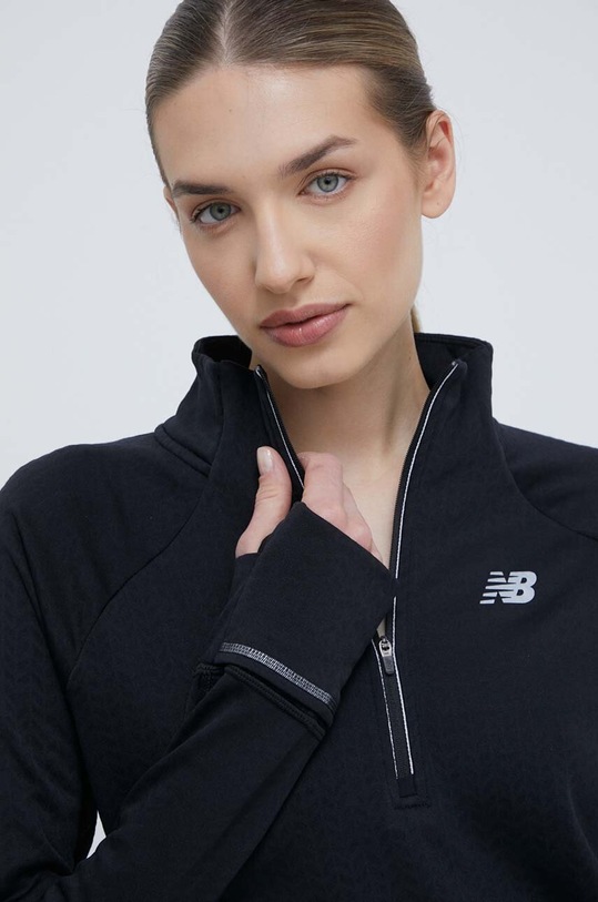 New Balance longsleeve do biegania Heat Grid Half Zip WT23252BK z elastanem czarny WT23252BK