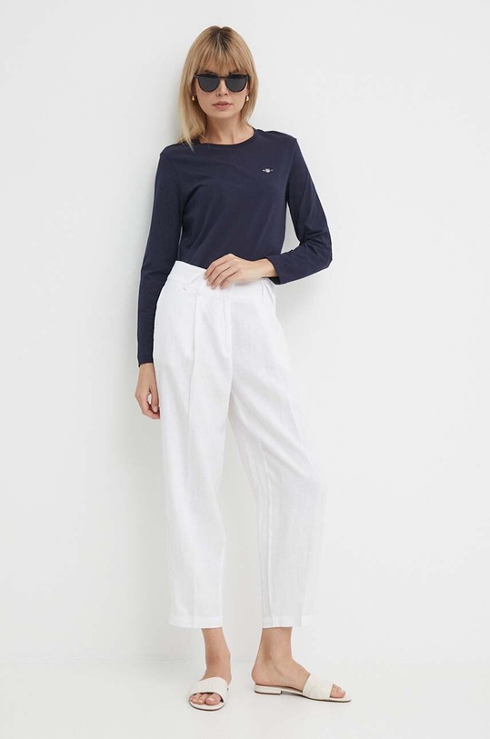 Bavlněné tričko s dlouhým rukávem Gant 4200748 námořnická modř AW24