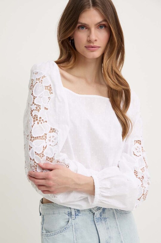 Miss Sixty bluza din bumbac 6L2XJ1380000 XJ1380 FASHION SHIRT uni alb 6L2XJ1380000