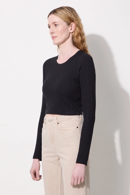 Βαμβακερή μπλούζα με μακριά μανίκια JW Anderson Cropped Anchor Embroidery Longsleeve Top μαύρο JO0211.PG1501.999