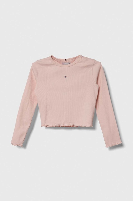 Tommy Hilfiger longsleeve dziecięcy z elastanem różowy KG0KG07595.104.122.PPYH