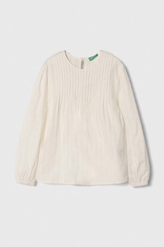 Παιδική βαμβακερή μπλούζα United Colors of Benetton μακρύ μπεζ 5O0GCQ02W.G.Seasonal