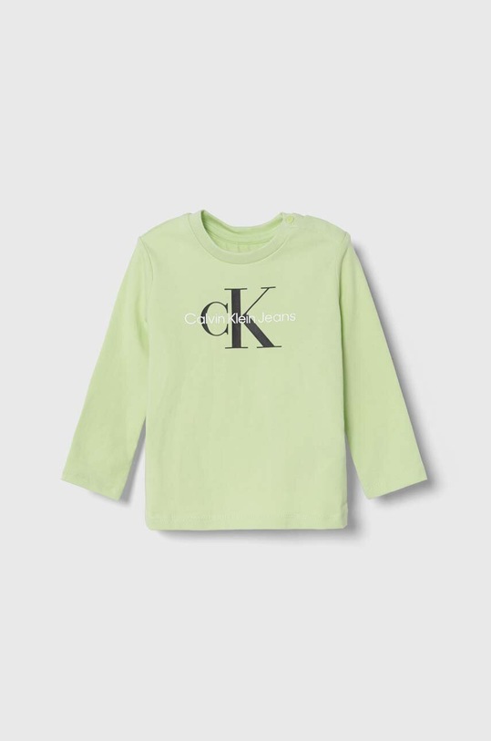 Detské tričko s dlhým rukávom Calvin Klein Jeans s elastanom zelená IN0IN00005.PPYH