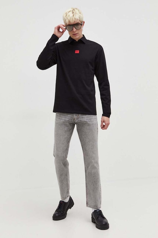 HUGO longsleeve bawełniany 50511038 czarny SS24