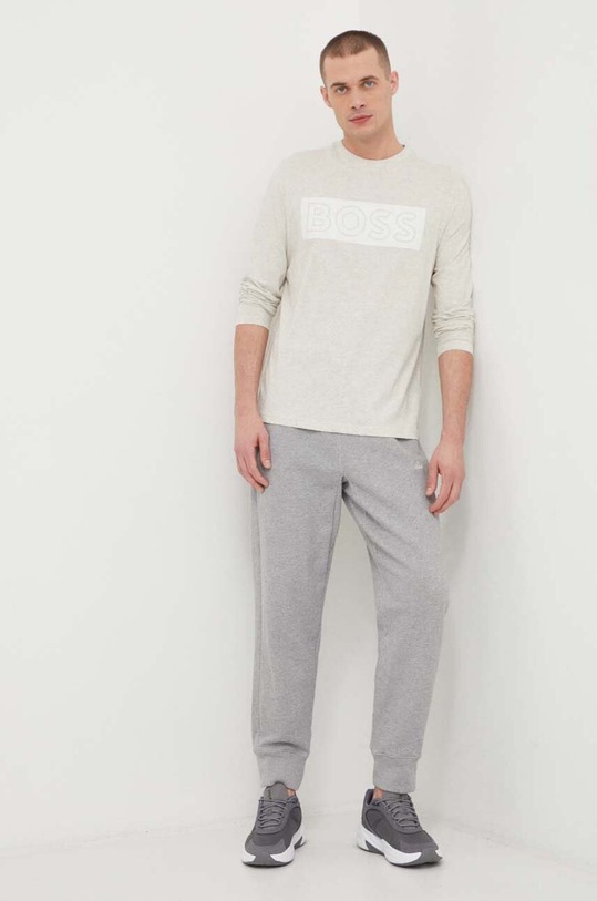 BOSS Green longsleeve din bumbac 50506345 gri SS24