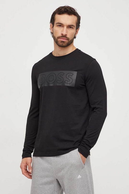 BOSS Green longsleeve bawełniany nadruk czarny 50506345
