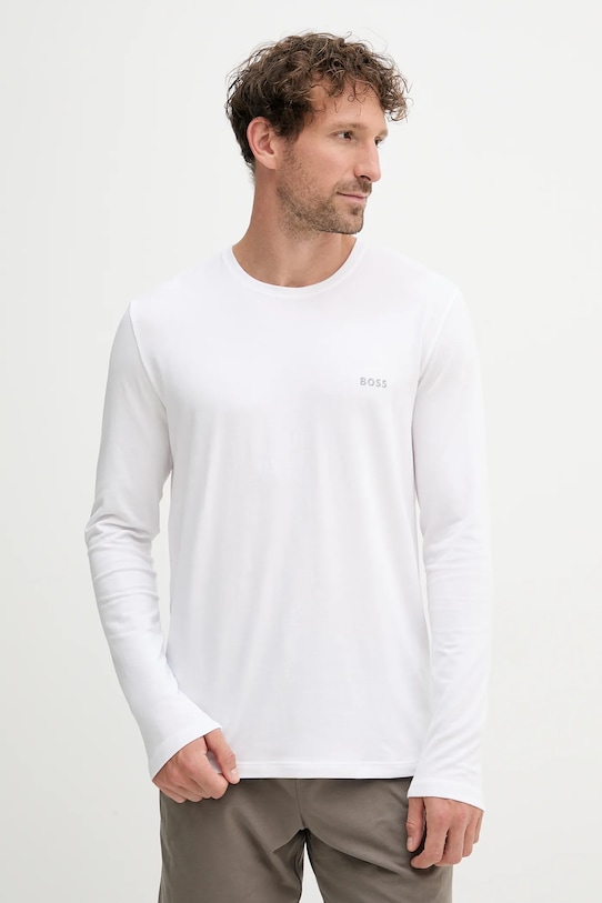 Tričko s dlouhým rukávem BOSS hladký bílá 50515389