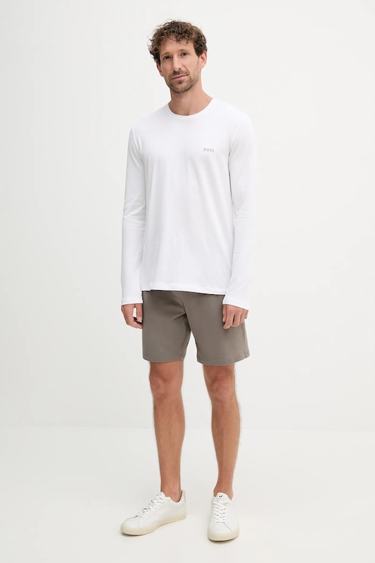 Tričko s dlouhým rukávem BOSS 50515389 bílá SS25