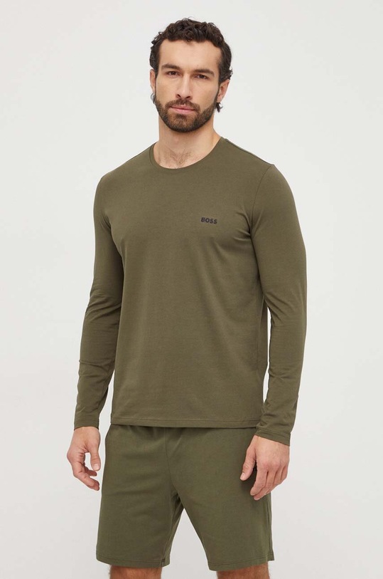 BOSS longsleeve z elastanem zielony 50515389