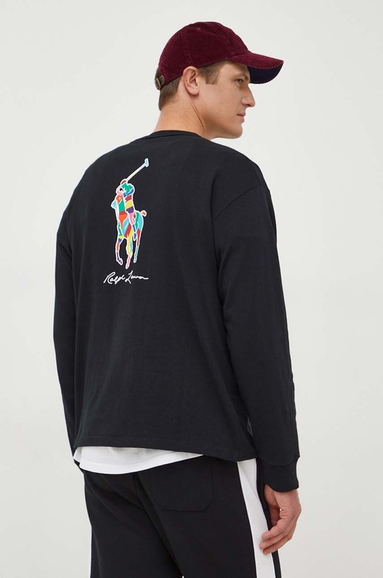 Oblečení Bavlněné tričko s dlouhým rukávem Polo Ralph Lauren 710926612 černá