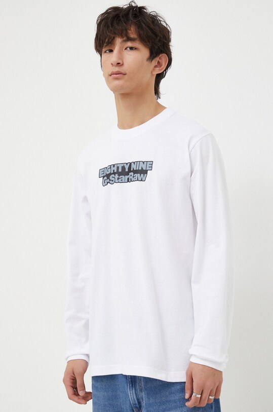 Pamučna majica dugih rukava G-Star Raw pamuk bijela D23886.C336