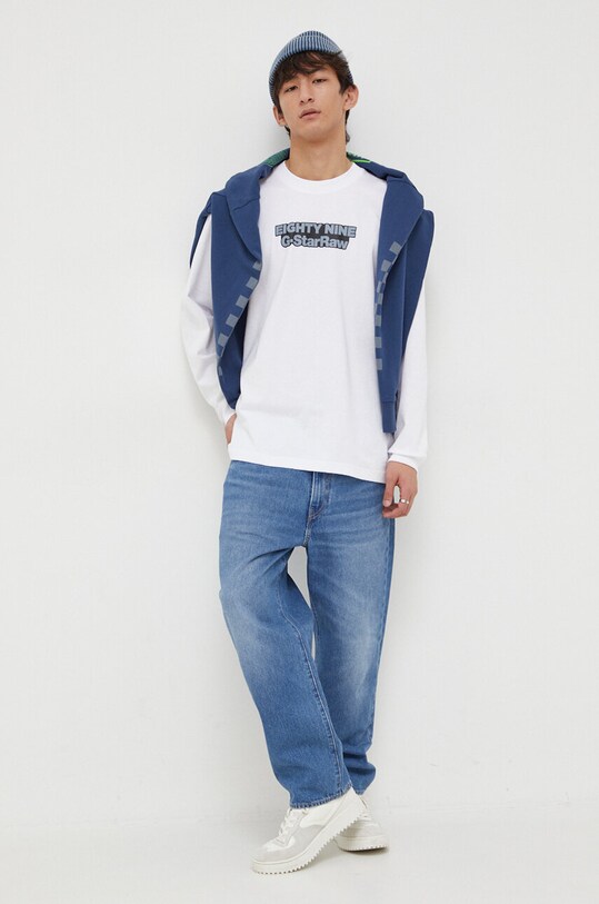 G-Star longsleeve din bumbac D23886.C336 alb SS24