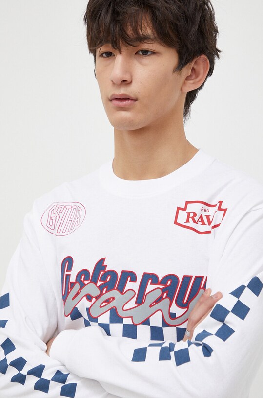 G-Star longsleeve din bumbac alb D23878.C336