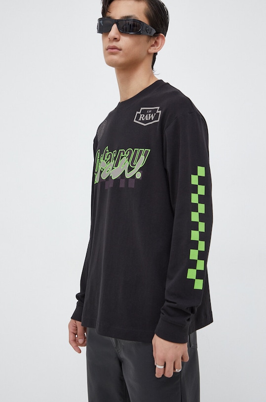 Pamučna majica dugih rukava G-Star pamuk crna D23878.C336