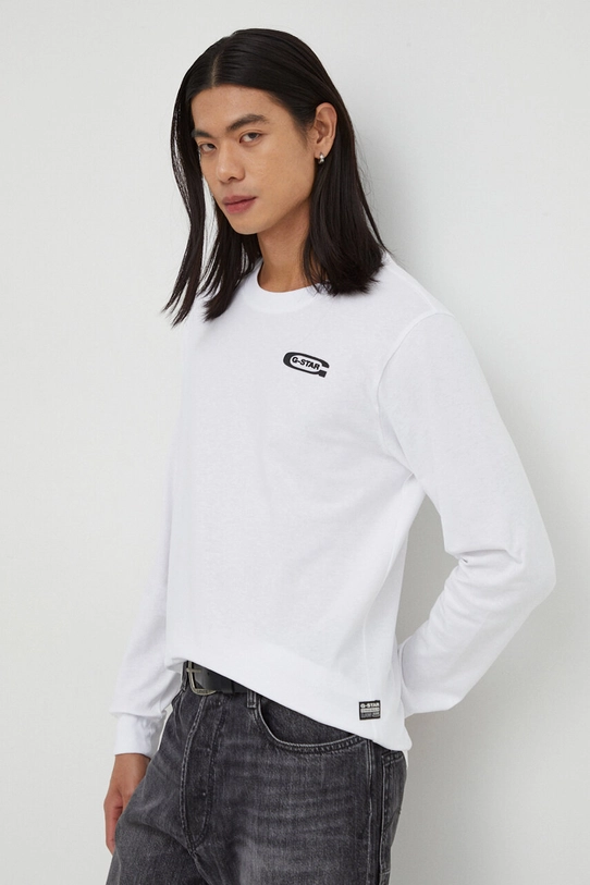 G-Star Raw longsleeve bawełniany regular biały D23875.C336