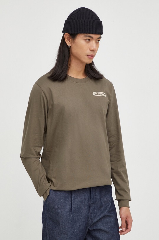 G-Star longsleeve bawełniany regular zielony D23875.C336