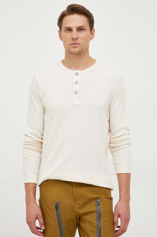 G-Star longsleeve din bumbac uni bej D23458.D263