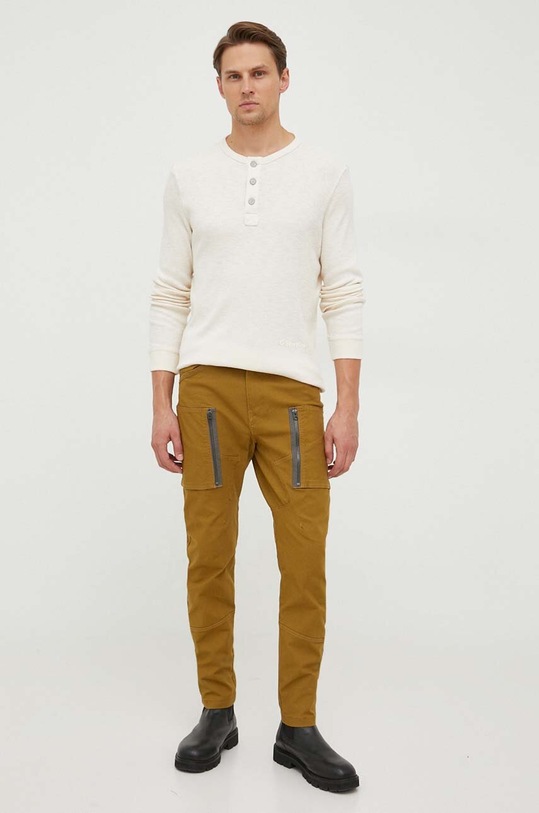 G-Star longsleeve bawełniany D23458.D263 beżowy SS24