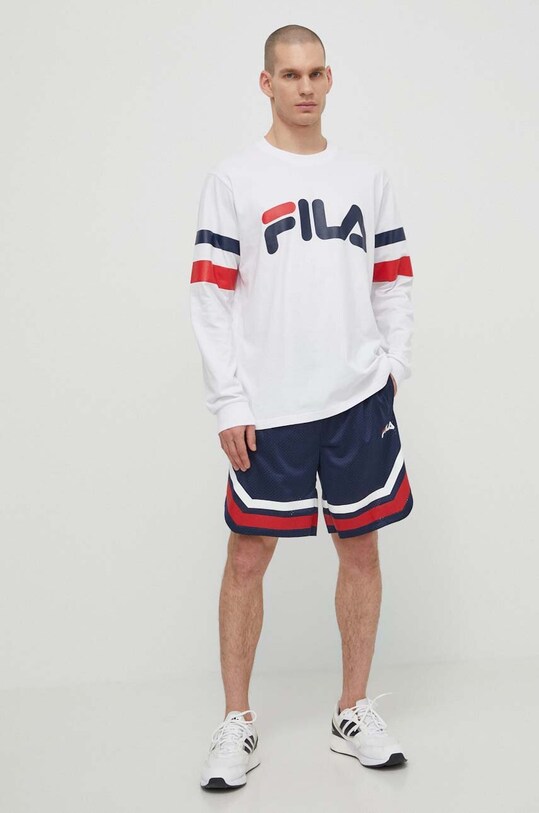 Бавовняний лонгслів Fila Luohe FAM0669 білий SS24